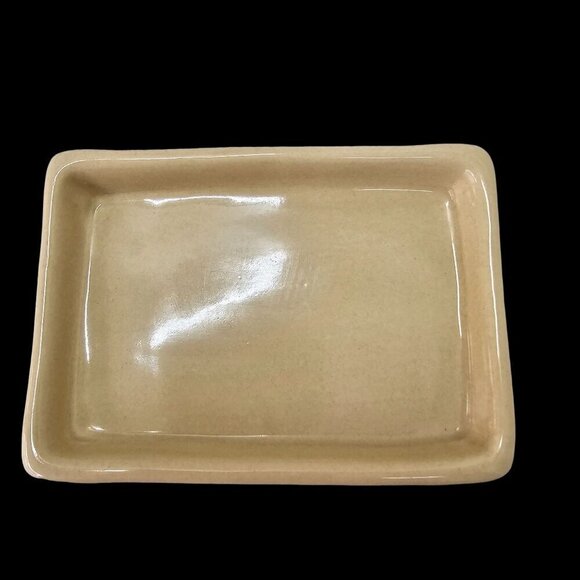 Pottery Barn Studio Barbara Eigen Handmade Ceramic Soap Dish Trinket Dish Beige - Picture 1 of 6